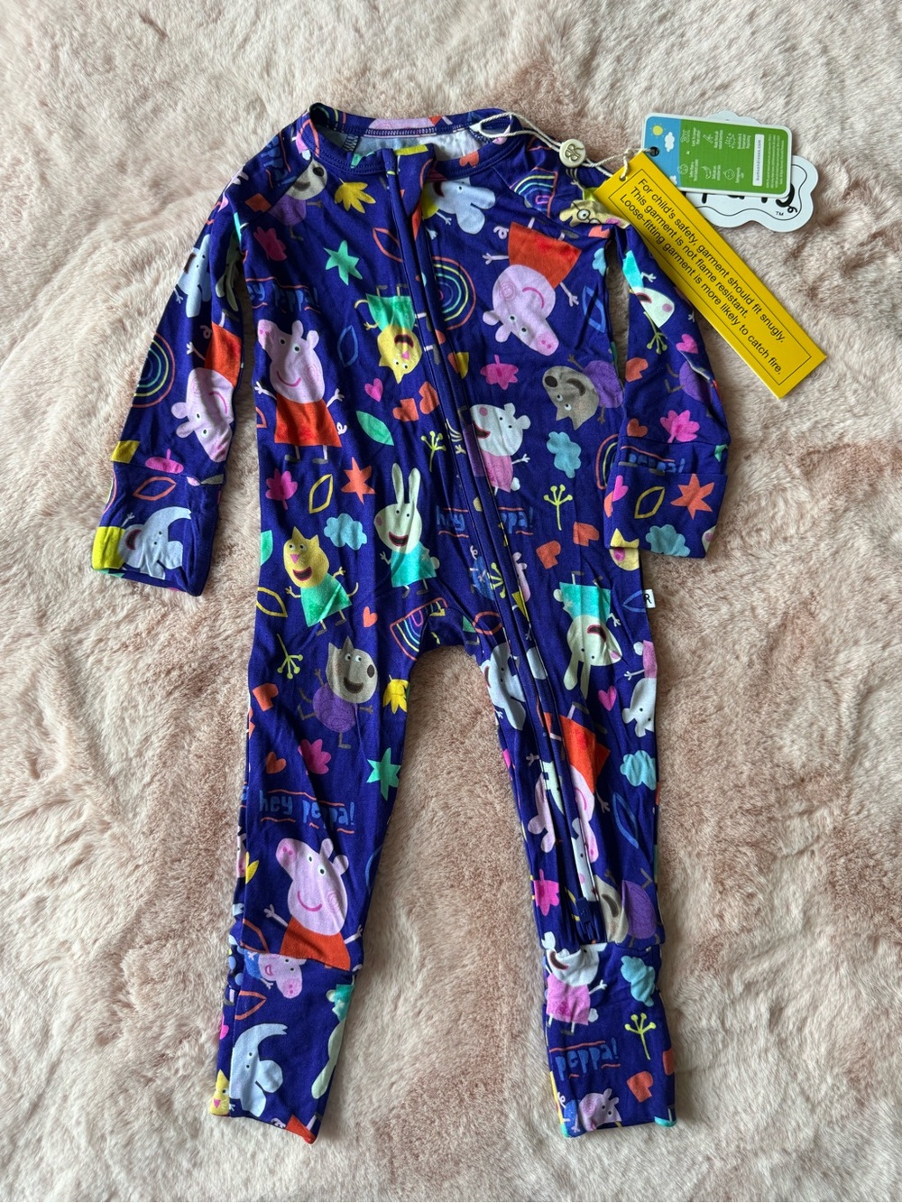 NWT Bums & Roses Peppa Pig Convertible Romper Pajamas Size 3-6 months